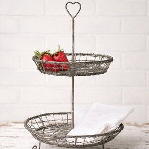 Vintage Heart Two Tier Serving Stand